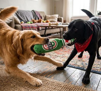 Pet Luxury Refreshments Dog Squeaky Plush Toy-Green