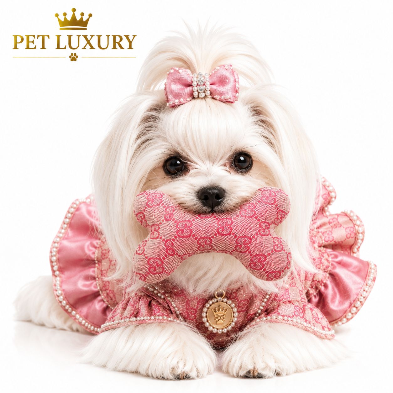 Pet Luxury Designer Pink Squeaky VIP Bone ® Plush Dog Toy Pet Luxury Designer Pink Squeaky VIP Bone ® Plush Dog Toy