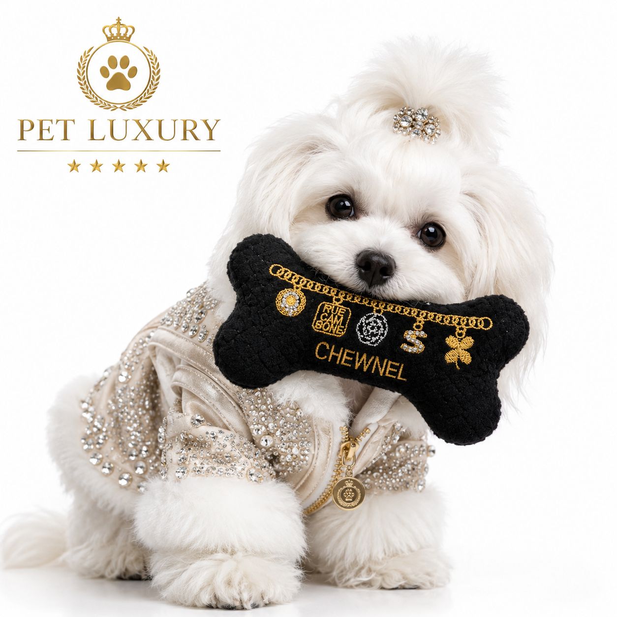Pet Luxury Chewnel Bone Durable Plush Squeaky Dog Toy