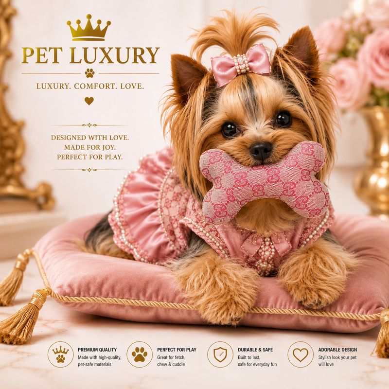 Pet Luxury Designer Pink Squeaky Plush Dog Toy