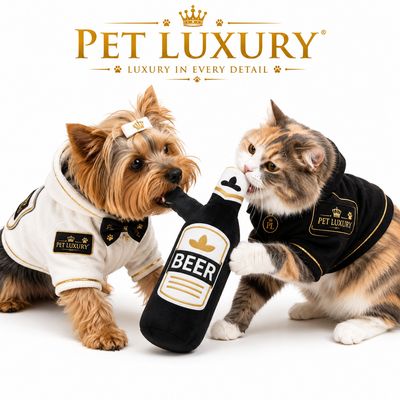 Pet Luxury Refreshments Dog Squeaky Plush Toy - Black Pet Luxury Refreshments Dog Squeaky Plush Toy - Black