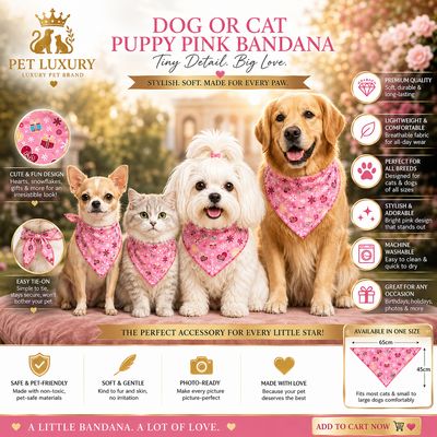 Dog Or Cat Puppy Pink Bandana