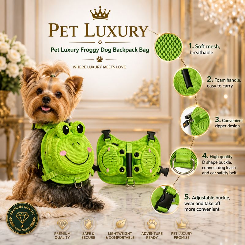 Pet Luxury Froggy Dog Backpack Bag