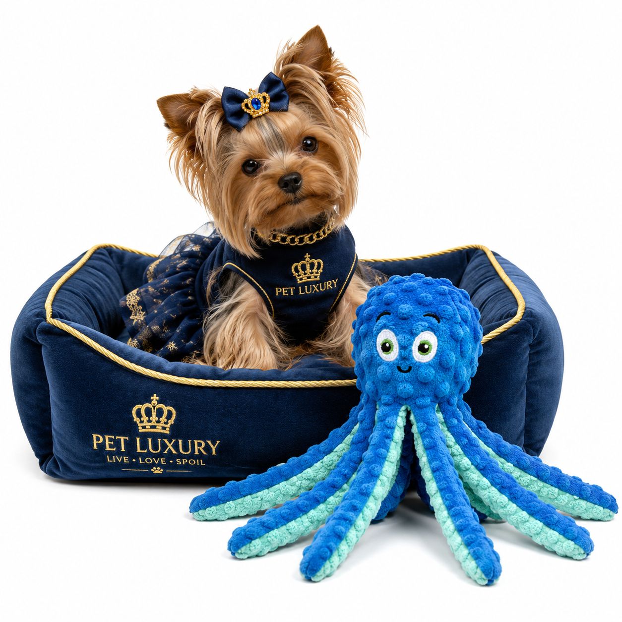 PET LUXURY OCEANO – Squeaky Crinkle Blue Octopus Plush Toy PET LUXURY OCEANO – Squeaky Crinkle Blue Octopus Plush Toy