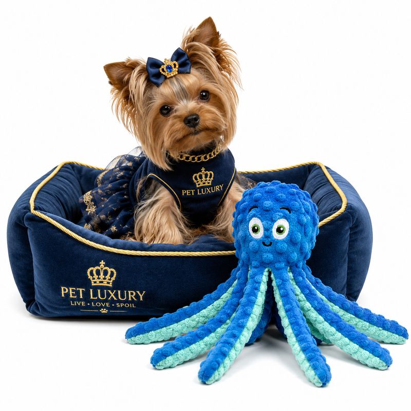 PET LUXURY OCEANO – Squeaky Crinkle Blue Octopus Plush Toy PET LUXURY OCEANO – Squeaky Crinkle Blue Octopus Plush Toy