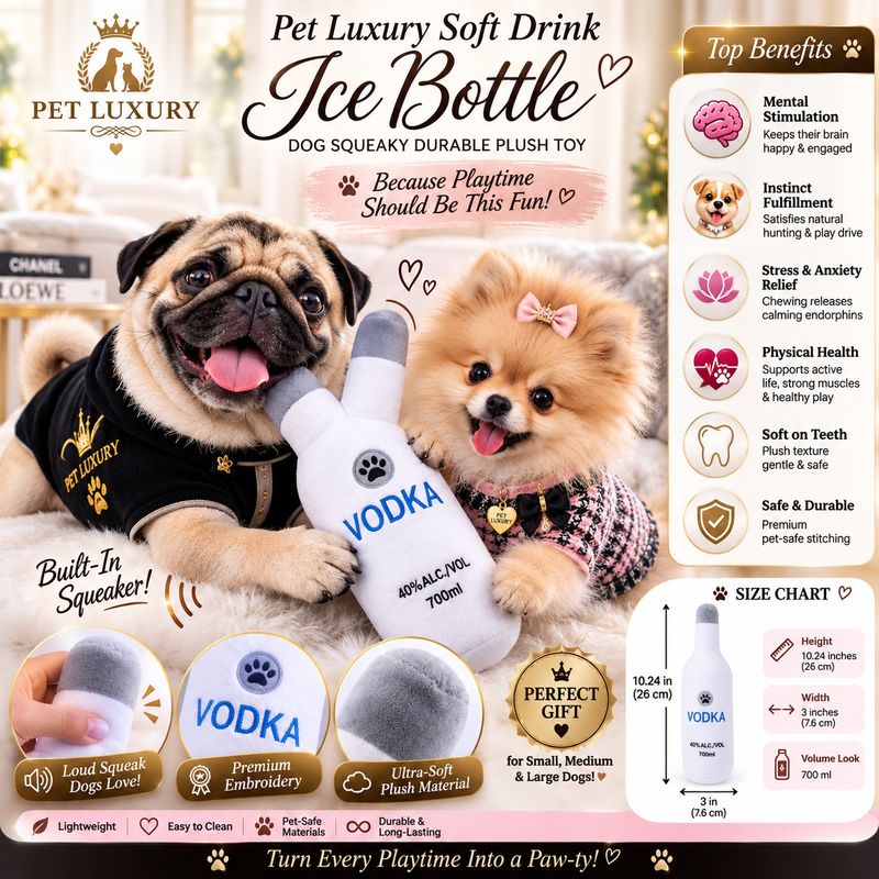 Pet Luxury Soft Drink Ice Bottle Dog Squeaky Durable Plush Toy