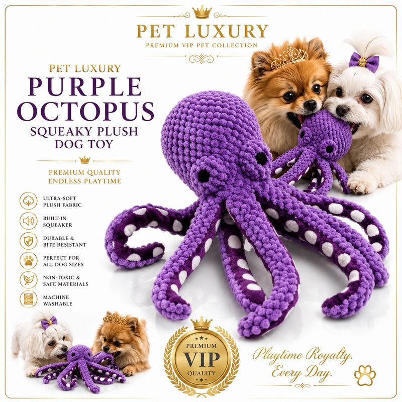 Pet Luxury Purple Octopus Squeaky Plush Dog Toy Pet Luxury Purple Octopus Squeaky Plush Dog Toy