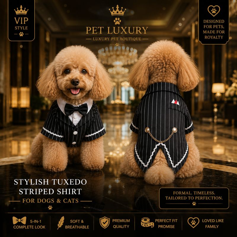 Pet Luxury Stylish Tuxedo Striped Shirt for Dogs And Cats