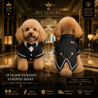 Pet Luxury Stylish Tuxedo Striped Shirt for Dogs And Cats