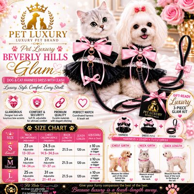 Pet Luxury Beverly Hills Glam Dog And Cat Harness And Leash Dress