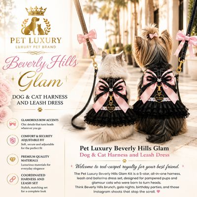 Pet Luxury Beverly Hills Glam Dog And Cat Harness And Leash Dress
