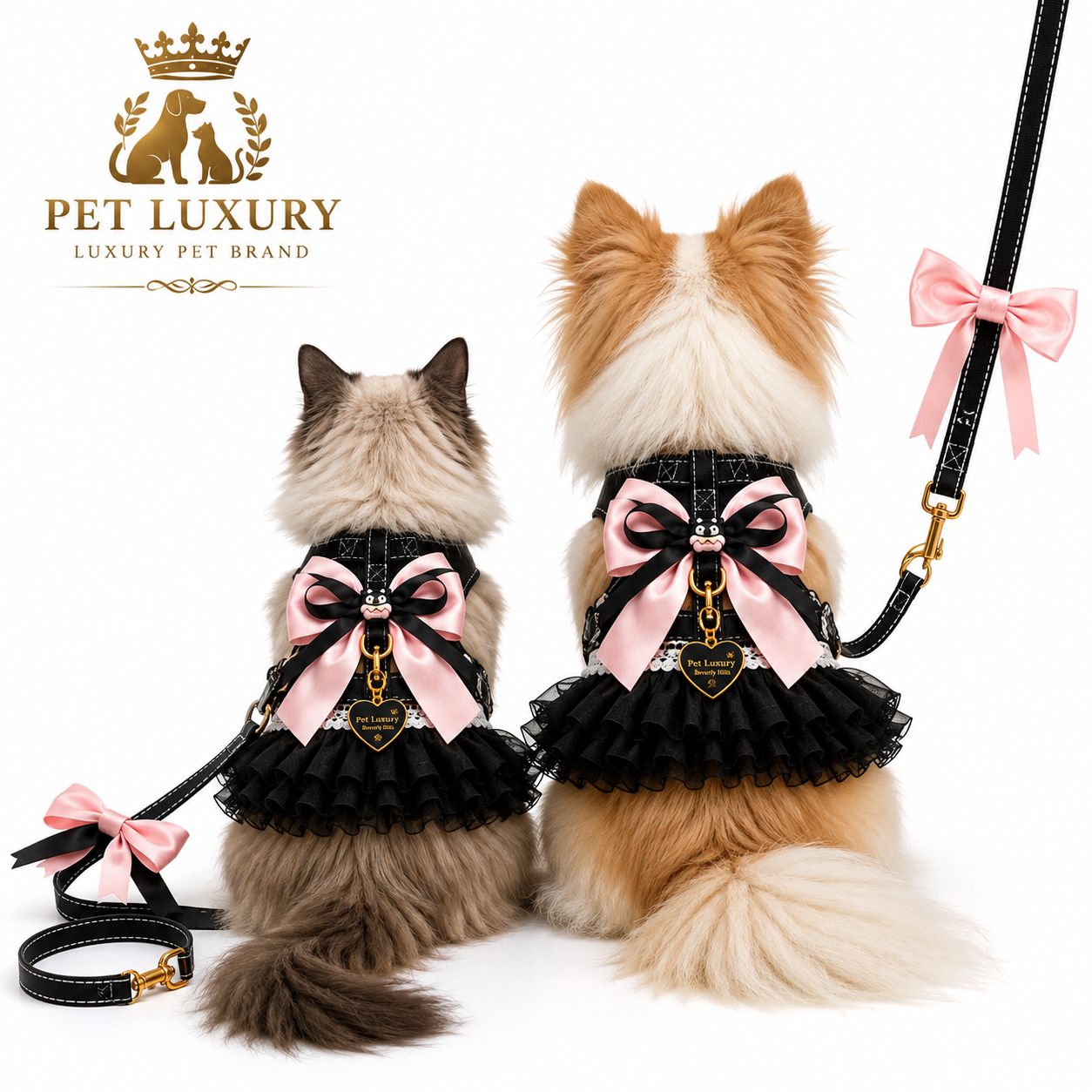Pet Luxury Beverly Hills Glam Dog And Cat Harness And Leash Dress