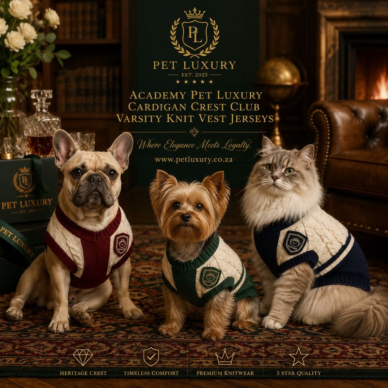 Academy Pet Luxury Cardigan Crest Club Varsity Knit Vest Jersey – Royal Blue