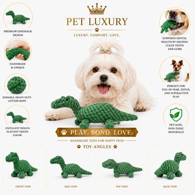 Pet Luxury Dino Rope Chew Toy
