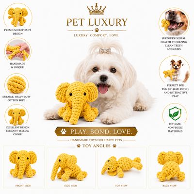 Pet Luxury Golden Elephant Tug Toy – Premium Rope Chew