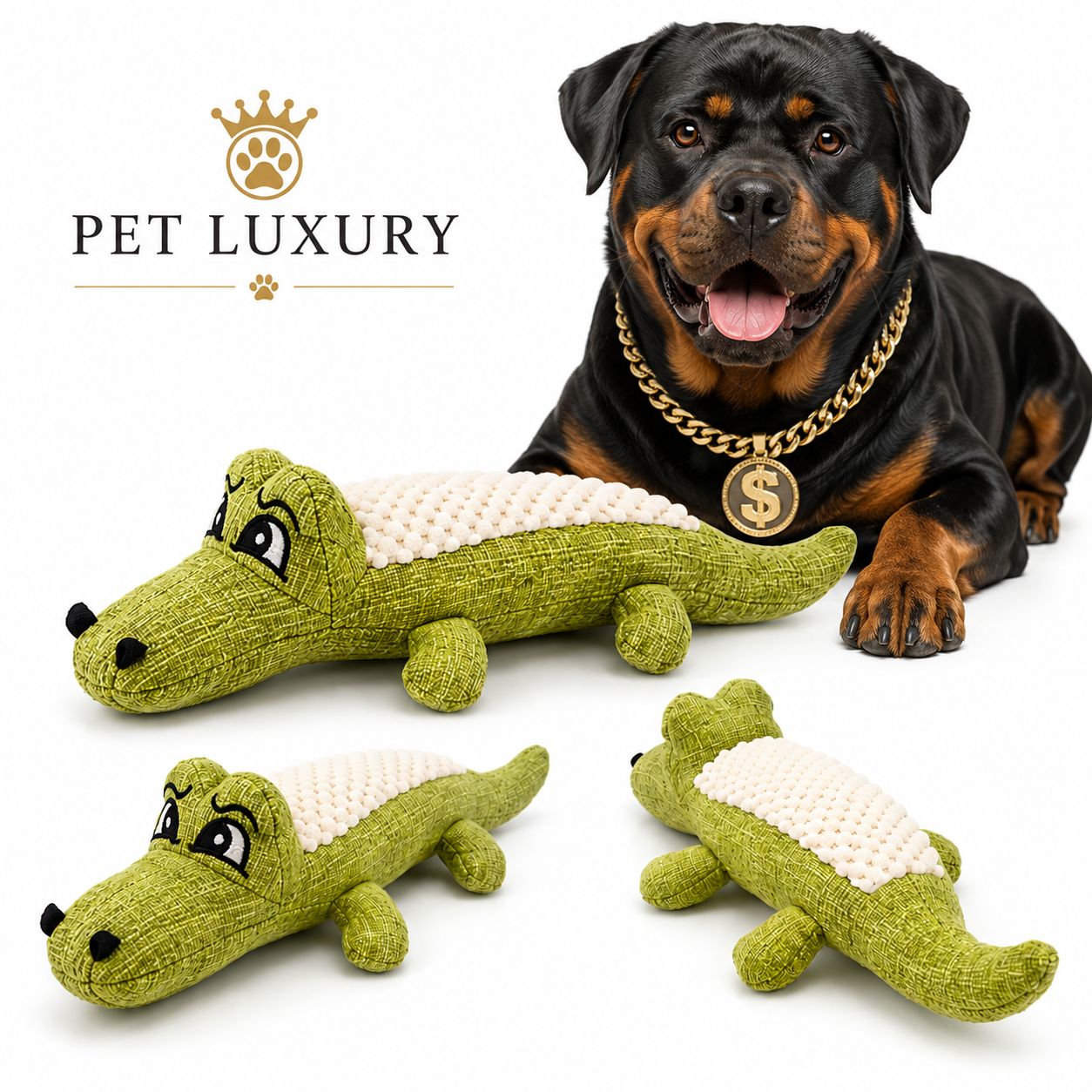 Freddy Lizzard Crocodile Pet Squeaky Toy - Green