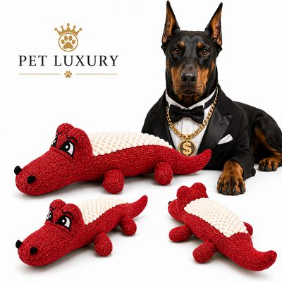 Freddy Lizzard Crocodile Pet Squeaky Toy - Royal Red Freddy Lizzard Crocodile Pet Squeaky Toy - Royal Red