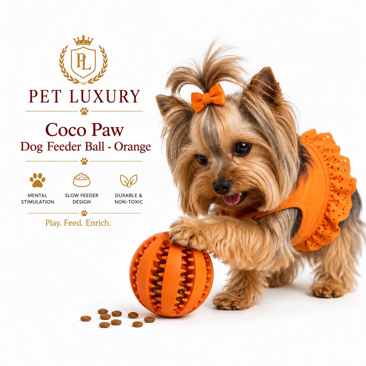 Coco Paw Dog Feeder Ball - Orange Coco Paw Dog Feeder Ball - Orange
