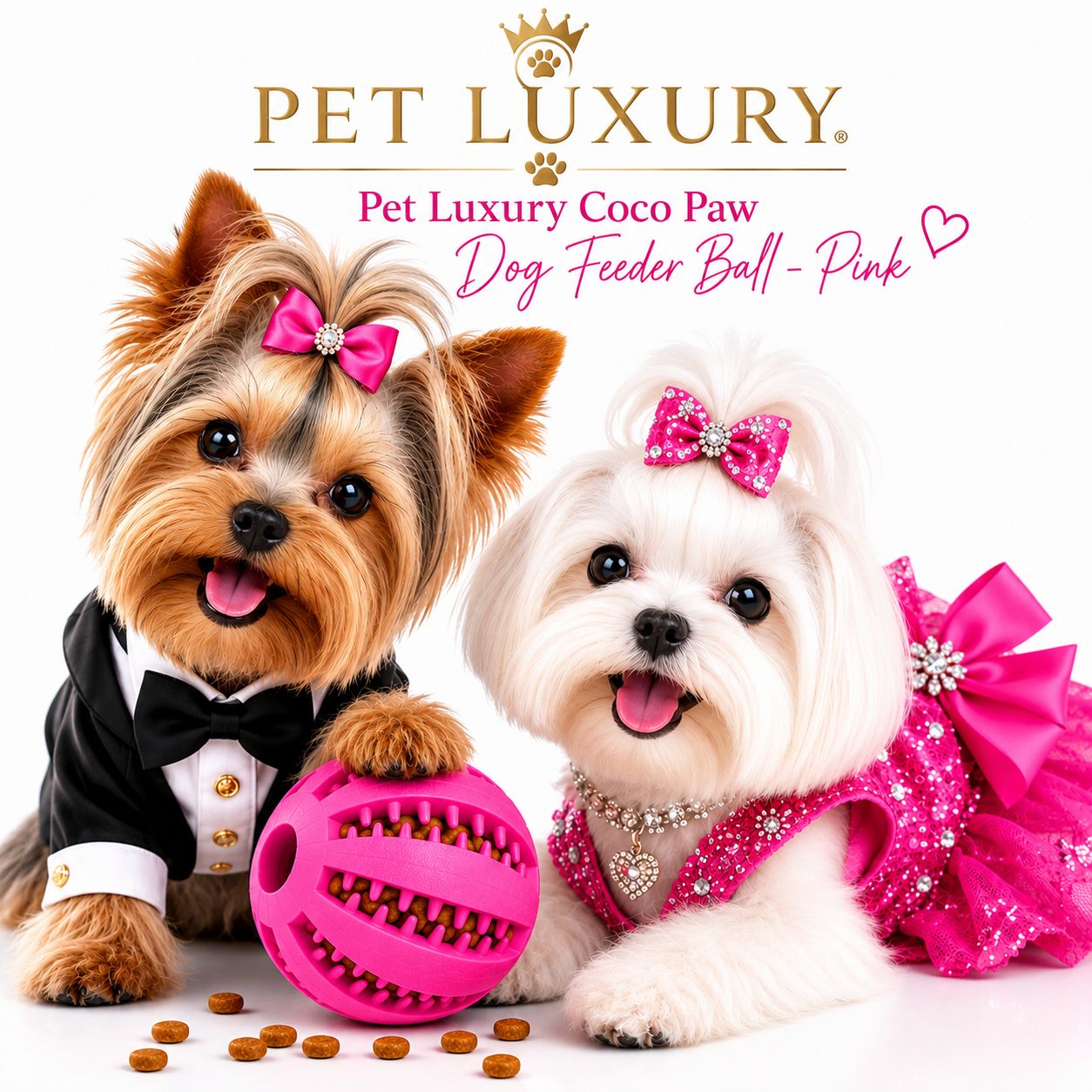 Pet Luxury Coco Paw Dog Feeder Ball - Pink Pet Luxury Coco Paw Dog Feeder Ball - Pink