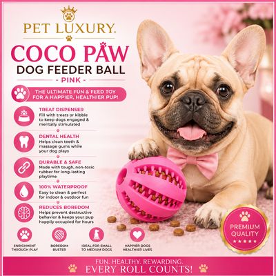 Pet Luxury Coco Paw Dog Feeder Ball - Pink