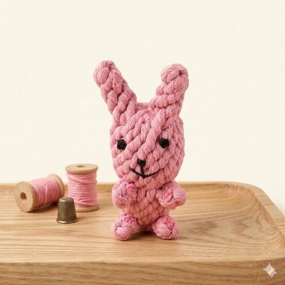 Pet Luxury™ Pink Braided Bunny Rope Toy