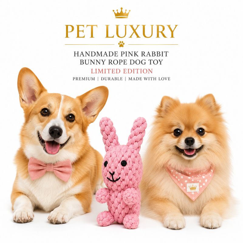 Pet Luxury™ Pink Braided Handmade Bunny Rope Toy