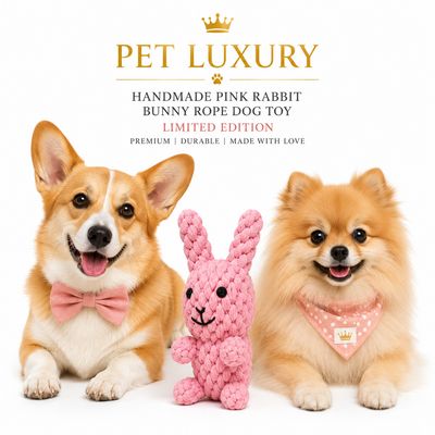 Pet Luxury™ Pink Braided Handmade Bunny Rope Toy