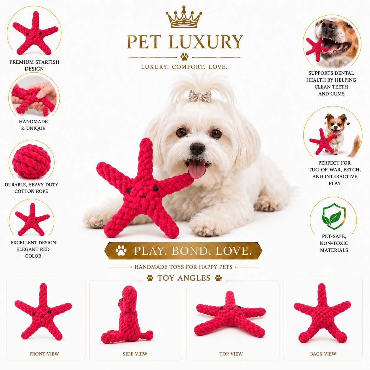 Pet Luxury Starfish Dog Rope Chew Toy – Premium Rope Chew