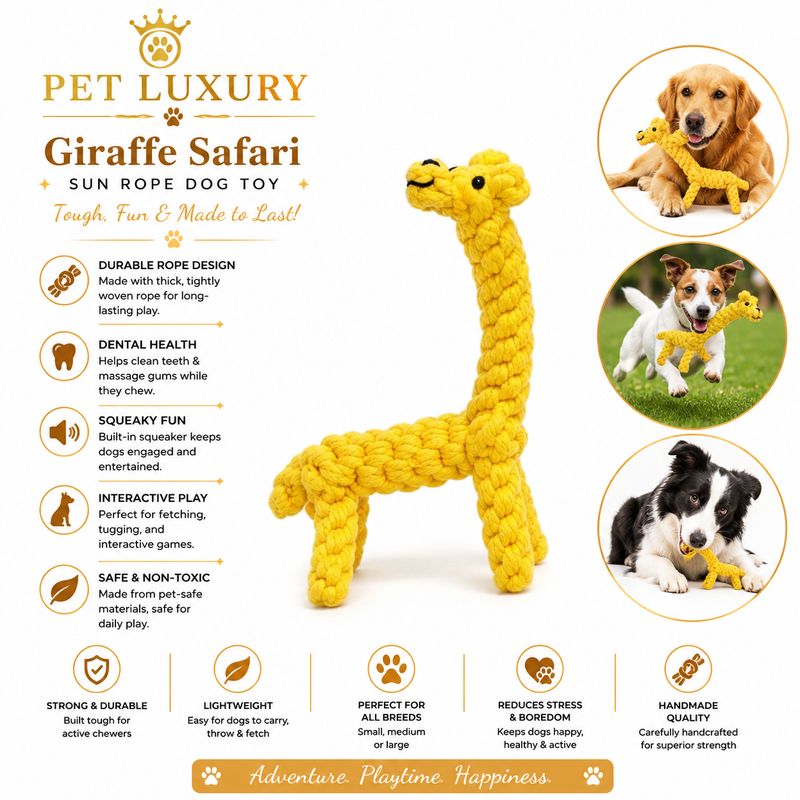 Pet Luxury Handmade Giraffe Safari Sun Rope Dog Toy