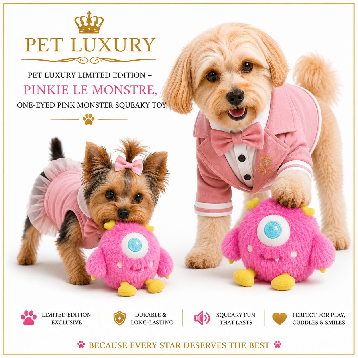 Pet Luxury Limited Edition Monster Dog Squeaky Toy- One Eye Monster Pet Luxury Limited Edition Monster Dog Squeaky Toy- One Eye Monster