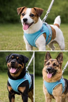 Pet Luxury PowerFit Harness and Leash - Blue and Grey