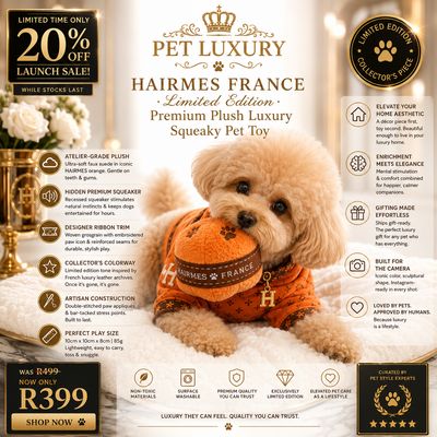 HAIRMES FRANCE Limited Edition Premium Plush Luxury Squeaky Pet Toy