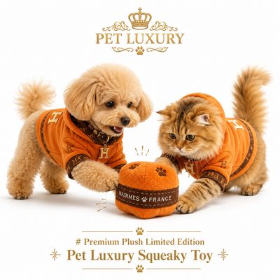 HAIRMES FRANCE Limited Edition Premium Plush Luxury Squeaky Pet Toy HAIRMES FRANCE Limited Edition Premium Plush Luxury Squeaky Pet Toy