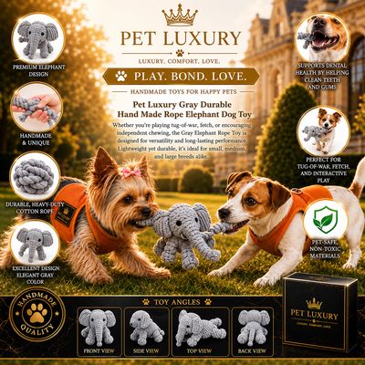 Pet Luxury Gray Durable Hand Made Rope Elephant Dog Toy – Premium Rope Chew