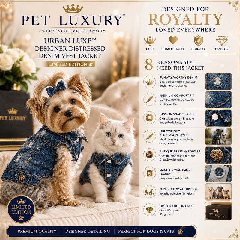 Pet LUXURY Urban Luxe™ Distressed Denim Vest – Limited Edition