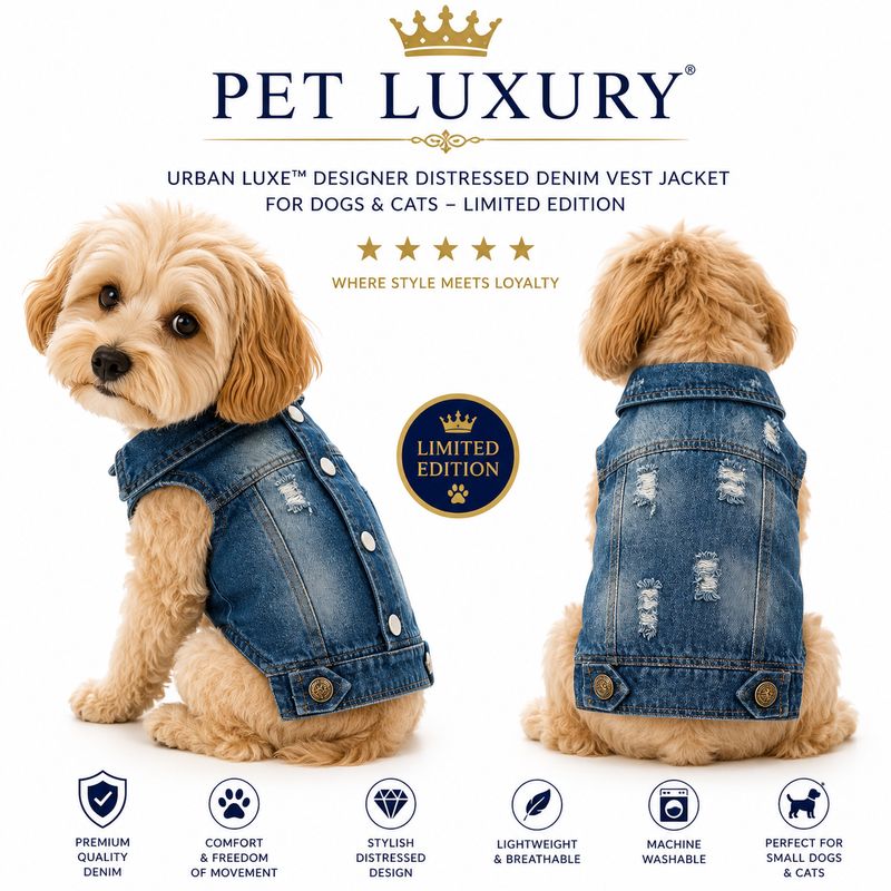 Pet LUXURY Urban Luxe™ Distressed Denim Vest – Limited Edition