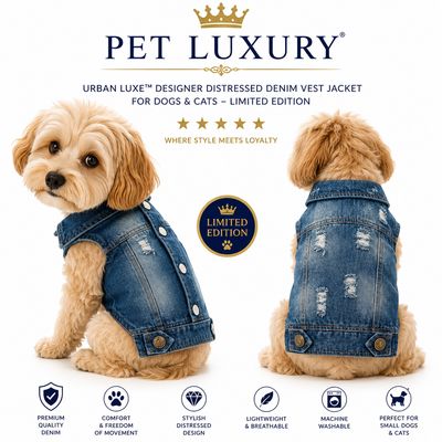 Pet LUXURY Urban Luxe™ Distressed Denim Vest – Limited Edition