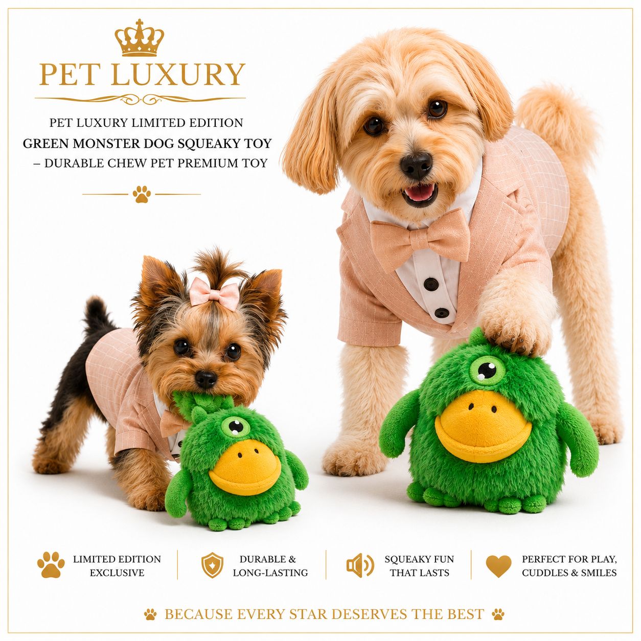 Pet Luxury Limited Edition Green Monster Dog Squeaky Toy Pet Luxury Limited Edition Green Monster Dog Squeaky Toy