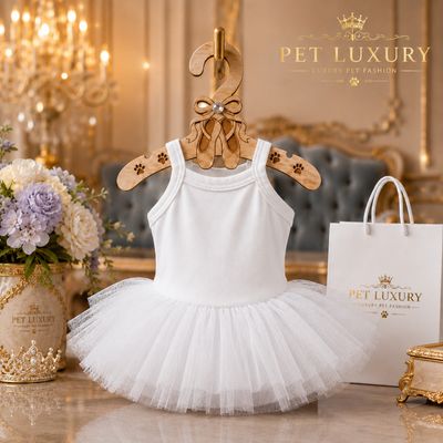 The Royal Ballerina Pet Luxury Dress - Stylish White
