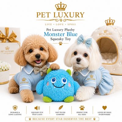 ​Pet Luxury Plushy Monster Blue Squeaky Toy