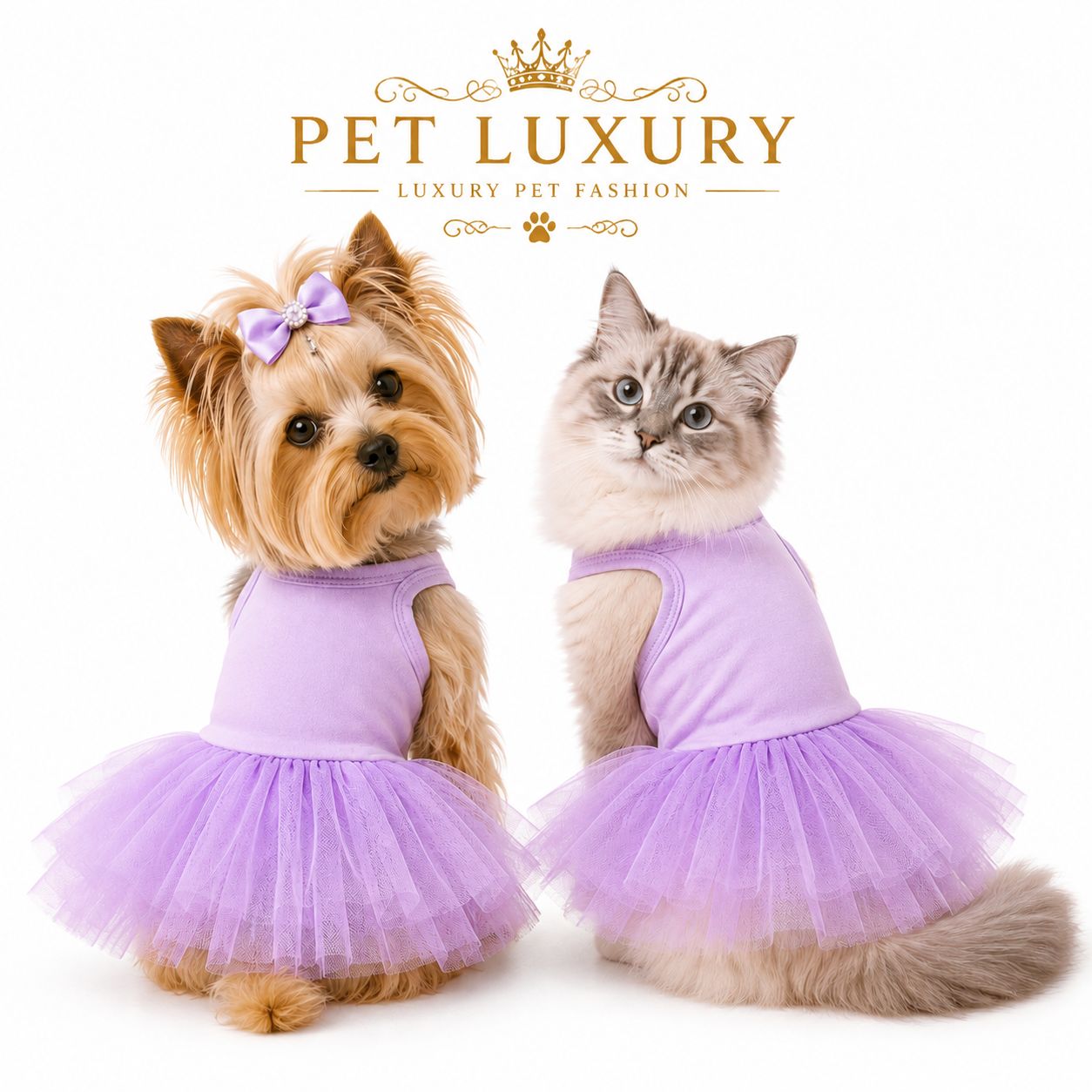 The Royal Ballerina Pet Luxury Dress - Stylish Baby Purple The Royal Ballerina Pet Luxury Dress - Stylish Baby Purple