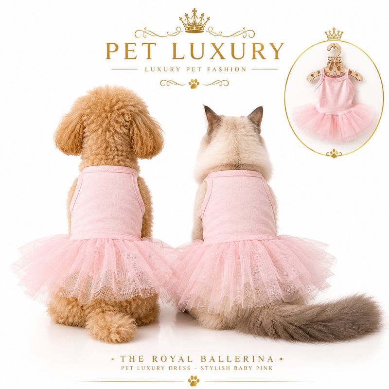 The Royal Ballerina Pet Luxury Dress - Stylish Baby Pink The Royal Ballerina Pet Luxury Dress - Stylish Baby Pink