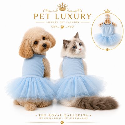 The Royal Ballerina Pet Luxury Dress - Sapphire Blue