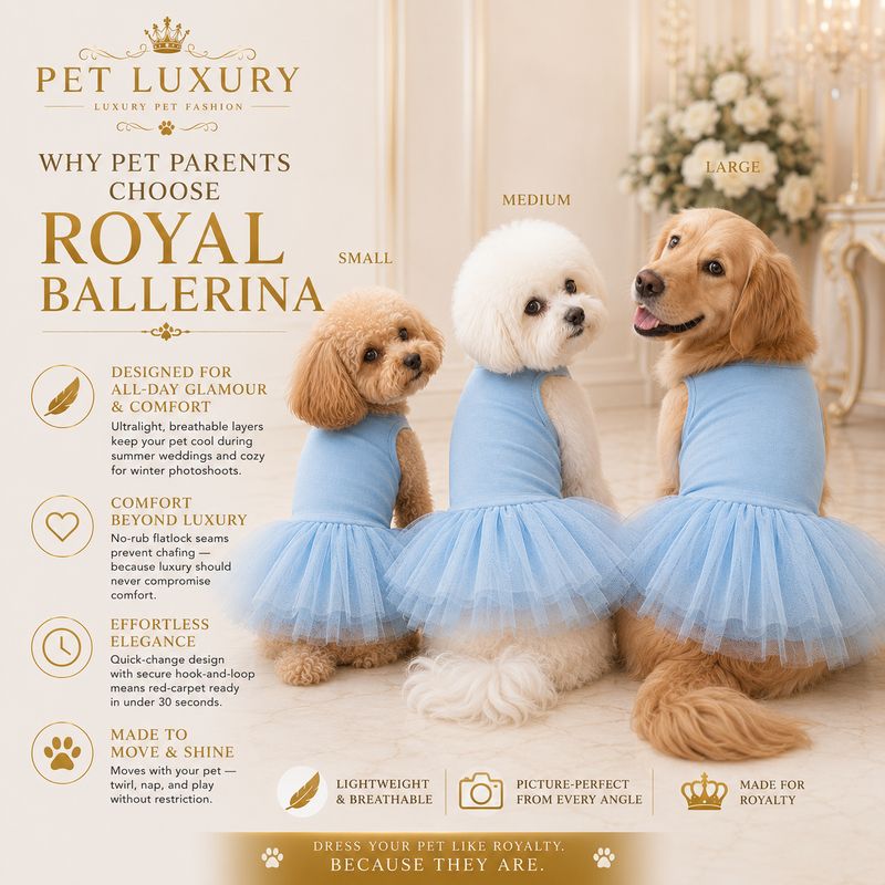 The Royal Ballerina Pet Luxury Dress - Sapphire Blue