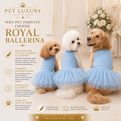 The Royal Ballerina Pet Luxury Dress - Sapphire Blue