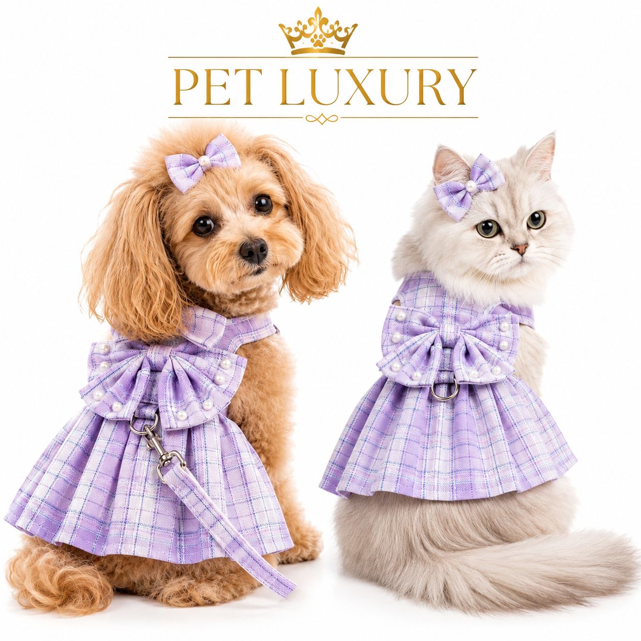 Pet Luxury Scottish Glam Dog and Cat Dress - Purple