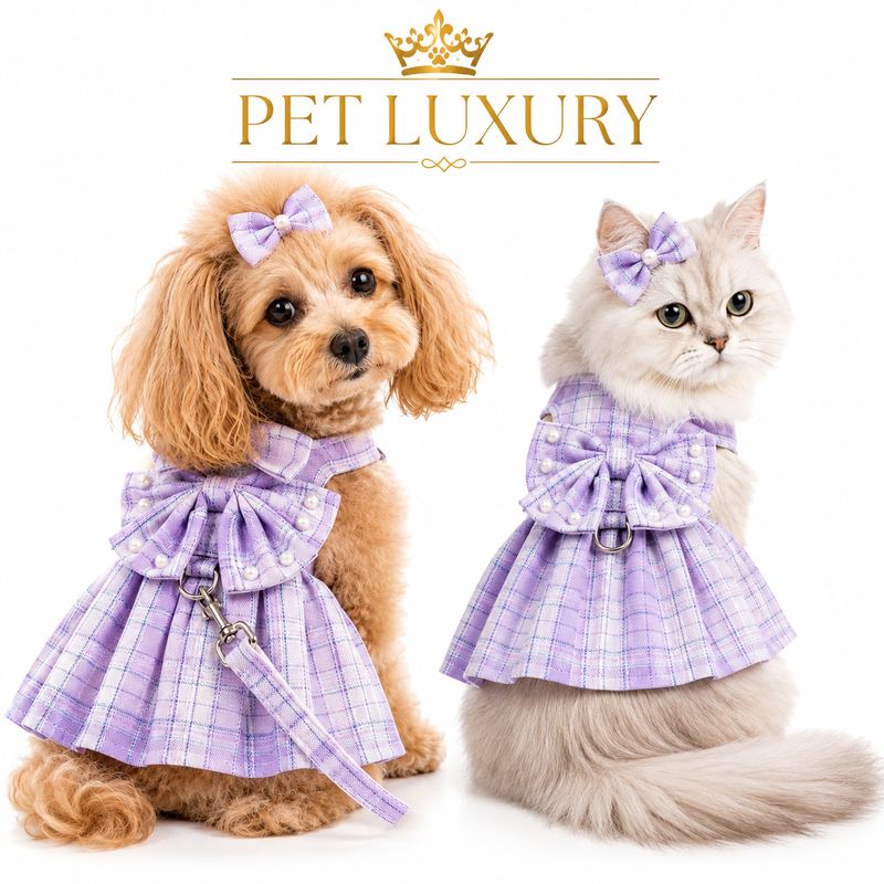 Pet Luxury Scottish Glam Dog and Cat Dress - Purple