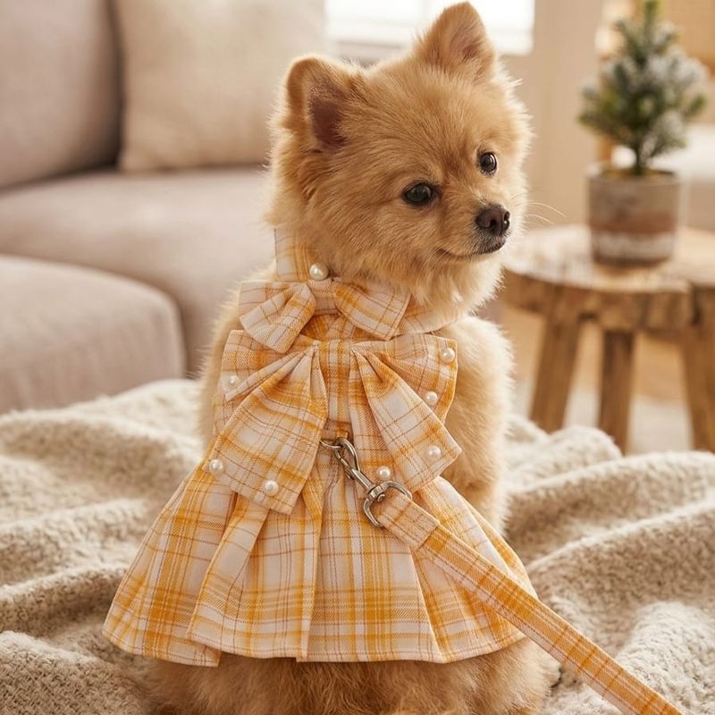 Pet Luxury Scottish Glam Dog and Cat Dress-Yellow