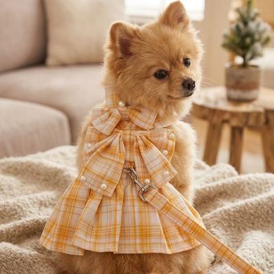 Pet Luxury Scottish Glam Dog and Cat Dress-Yellow