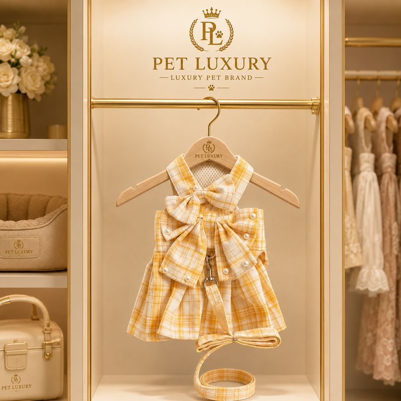 Pet Luxury Scottish Glam Dog and Cat Dress - Yellow